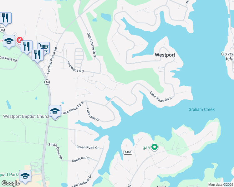 map of restaurants, bars, coffee shops, grocery stores, and more near 2665 Lake Shore Road South in Denver