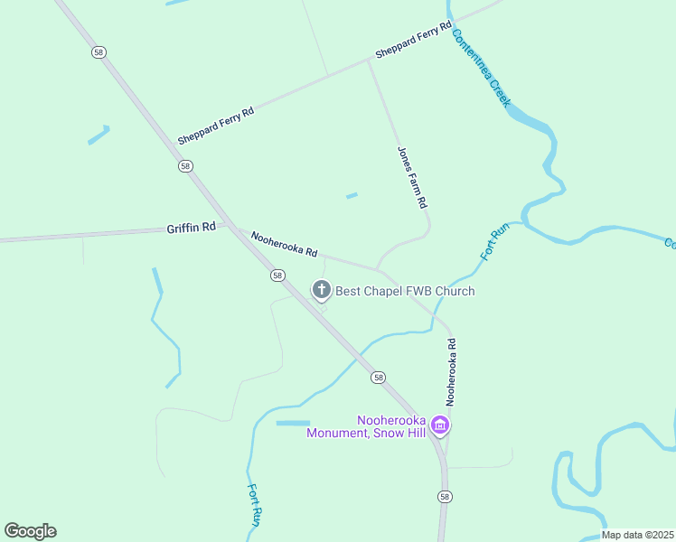 map of restaurants, bars, coffee shops, grocery stores, and more near 695 Nooherooka Road in Snow Hill