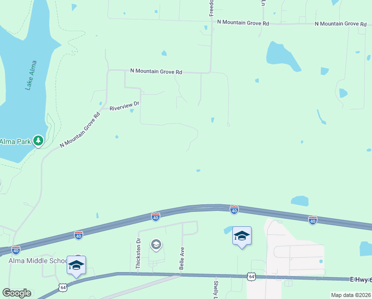map of restaurants, bars, coffee shops, grocery stores, and more near 1100 Ridgeview Drive in Alma