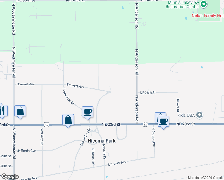 map of restaurants, bars, coffee shops, grocery stores, and more near 11715 Stewert Avenue in Nicoma Park