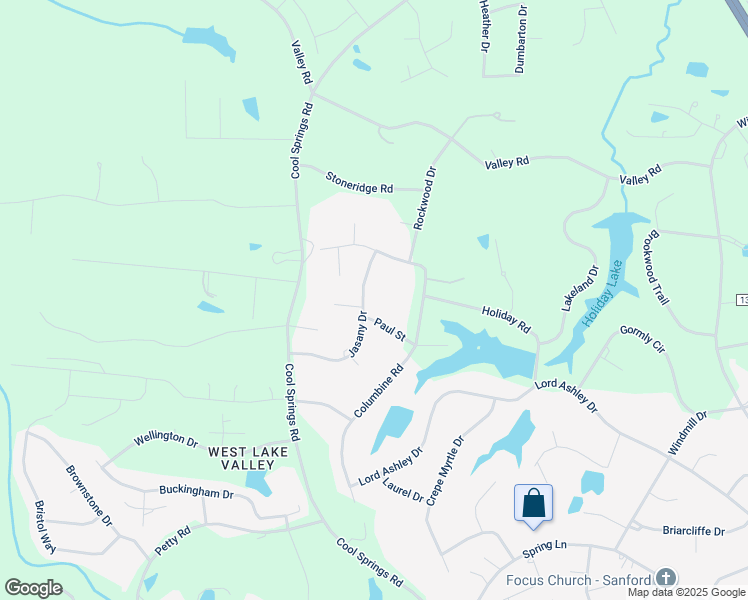 map of restaurants, bars, coffee shops, grocery stores, and more near 2018 Jasany Drive in Sanford