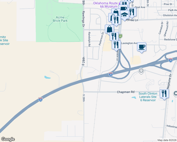 map of restaurants, bars, coffee shops, grocery stores, and more near 52 Mulberry Lane in Clinton
