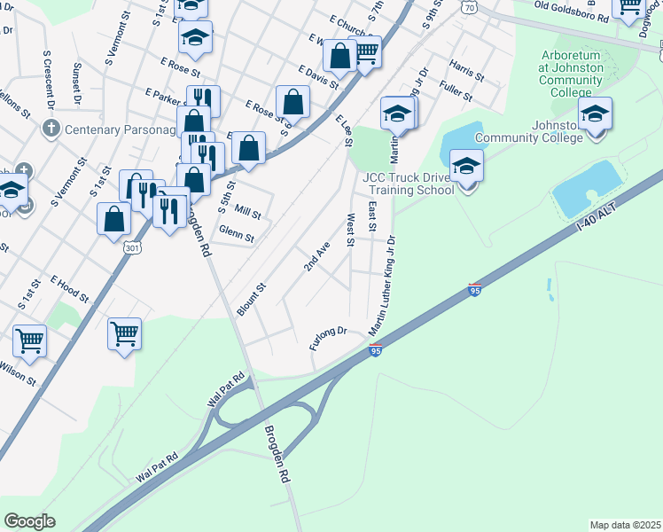 map of restaurants, bars, coffee shops, grocery stores, and more near 810 3rd Avenue in Smithfield