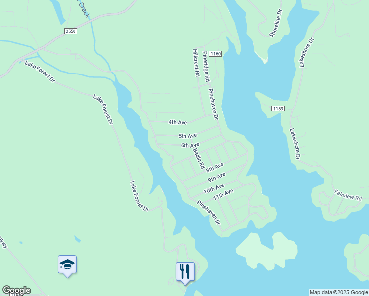 map of restaurants, bars, coffee shops, grocery stores, and more near 152 6th Avenue in New London