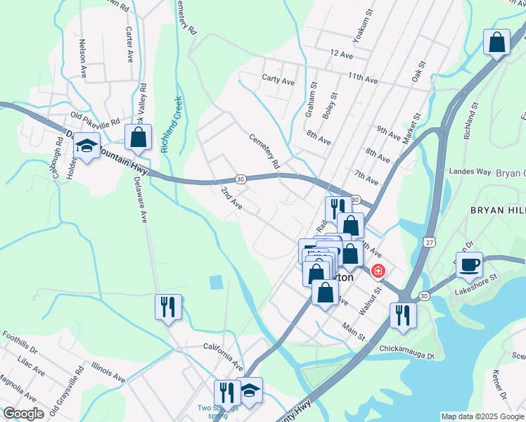 map of restaurants, bars, coffee shops, grocery stores, and more near 668 Housing Street in Dayton