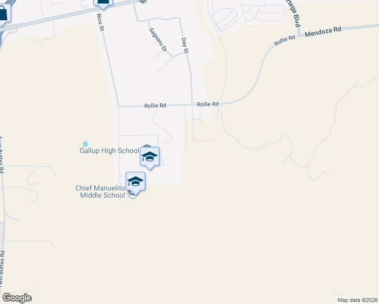 map of restaurants, bars, coffee shops, grocery stores, and more near 1055 Rico Street in Gallup
