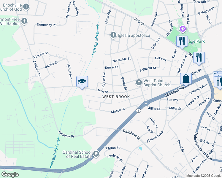 map of restaurants, bars, coffee shops, grocery stores, and more near 310 Westover Avenue in Kannapolis