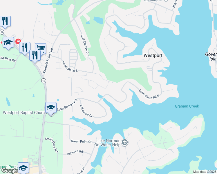 map of restaurants, bars, coffee shops, grocery stores, and more near 2665 Lake Shore Road South in Denver