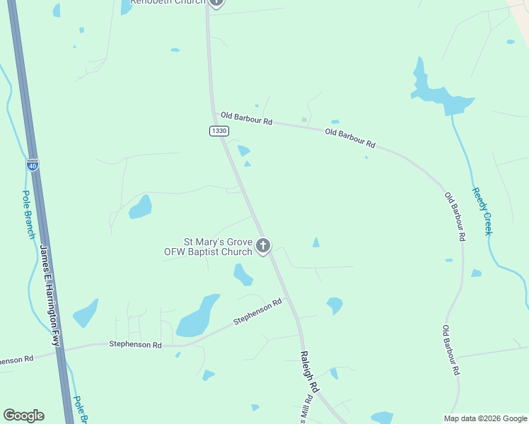 map of restaurants, bars, coffee shops, grocery stores, and more near 7839 Raleigh Road in Benson