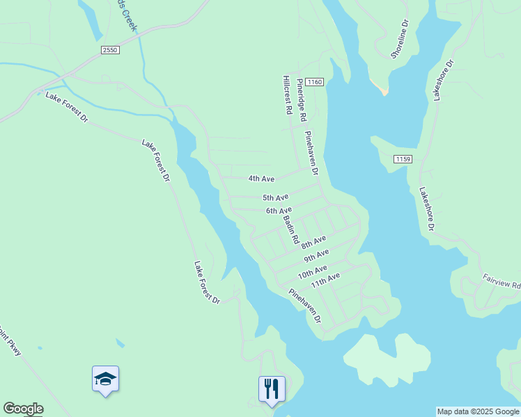 map of restaurants, bars, coffee shops, grocery stores, and more near 152 6th Avenue in New London