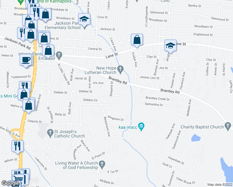 map of restaurants, bars, coffee shops, grocery stores, and more near 1613 Barbara Ann Circle in Kannapolis