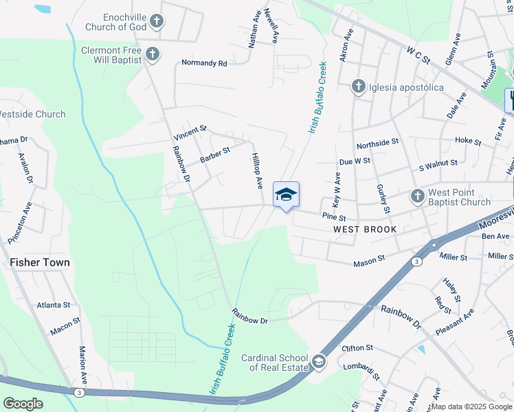 map of restaurants, bars, coffee shops, grocery stores, and more near Rogers Avenue in Kannapolis