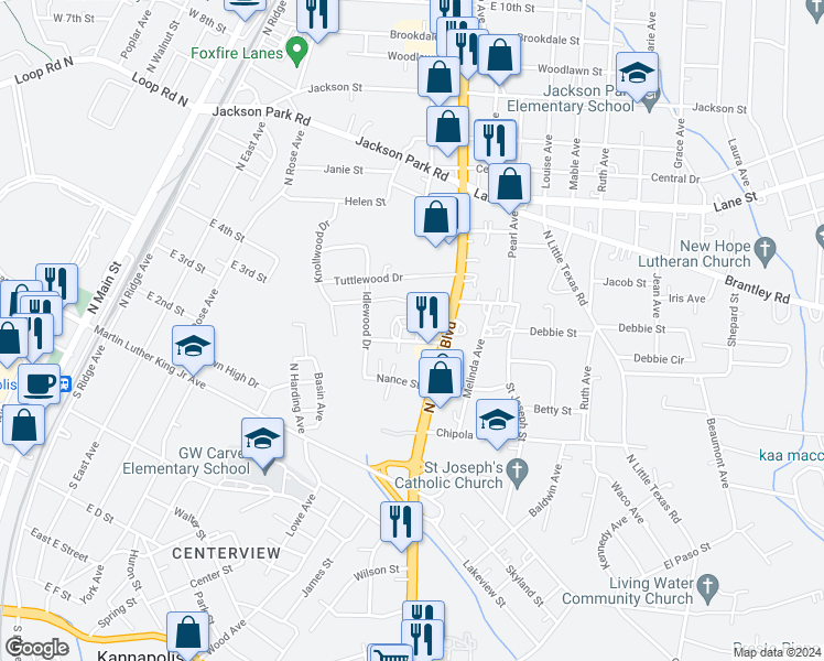 map of restaurants, bars, coffee shops, grocery stores, and more near 311 Silverleaf Circle in Kannapolis