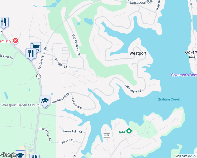 map of restaurants, bars, coffee shops, grocery stores, and more near 2665 Lake Shore Road South in Denver