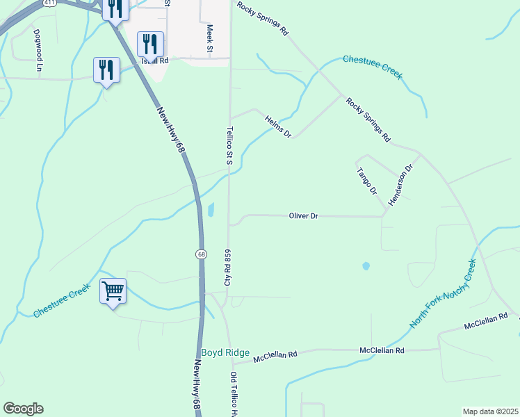 map of restaurants, bars, coffee shops, grocery stores, and more near 122 Oliver Drive in Madisonville