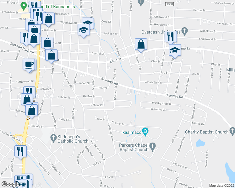 map of restaurants, bars, coffee shops, grocery stores, and more near 1628 Shepard Street in Kannapolis
