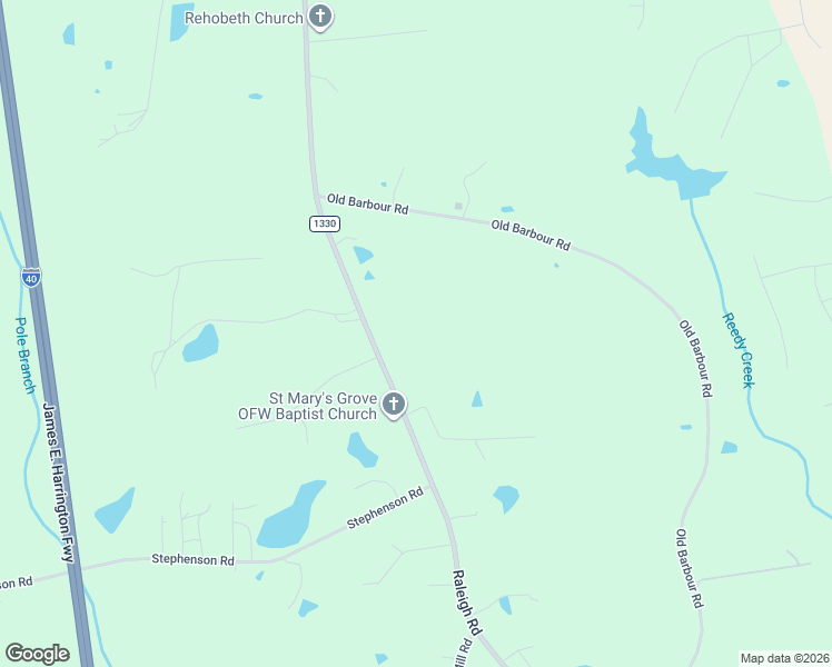 map of restaurants, bars, coffee shops, grocery stores, and more near 7839 Raleigh Road in Benson