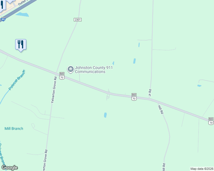 map of restaurants, bars, coffee shops, grocery stores, and more near 3120 U.S. 70 Business in Smithfield
