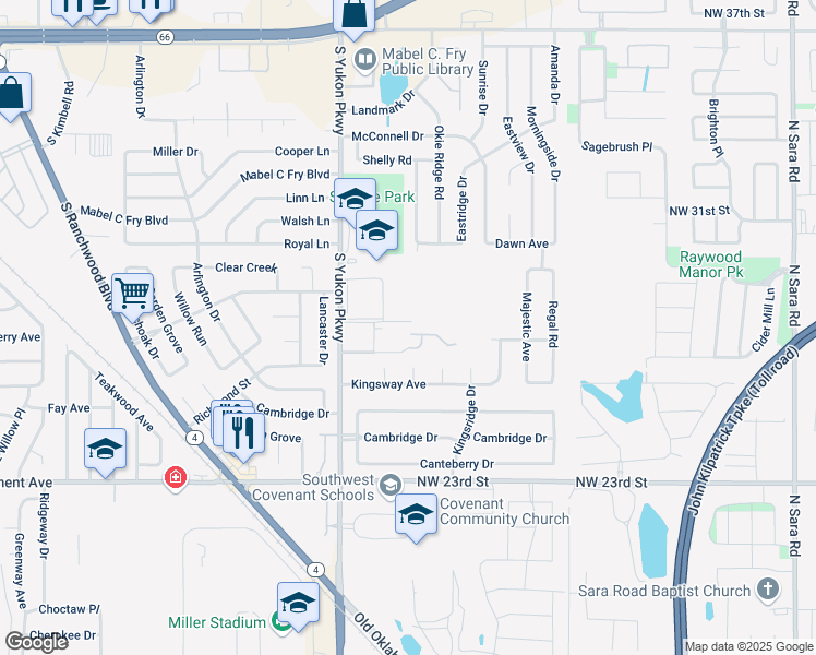 map of restaurants, bars, coffee shops, grocery stores, and more near 1200 Cameo Drive in Yukon