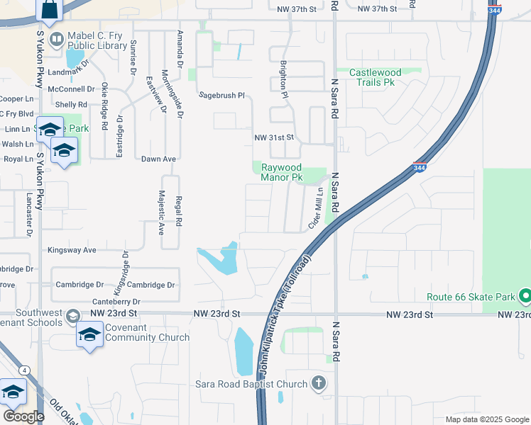 map of restaurants, bars, coffee shops, grocery stores, and more near 10808 Northwest 28th Street in Yukon