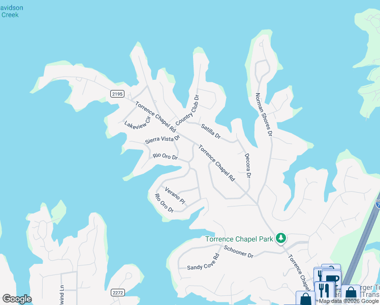 map of restaurants, bars, coffee shops, grocery stores, and more near 22003 Torrence Chapel Road in Cornelius