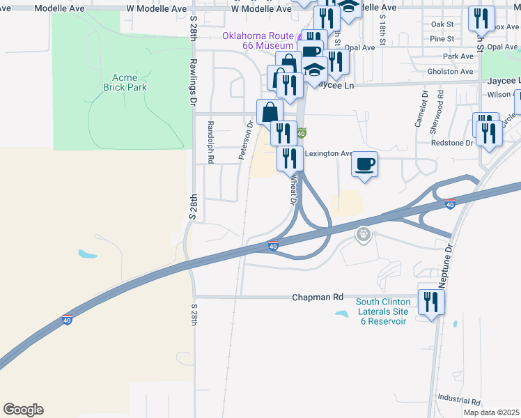 map of restaurants, bars, coffee shops, grocery stores, and more near 2501 Red Wheat Drive in Clinton