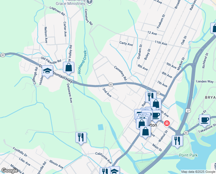 map of restaurants, bars, coffee shops, grocery stores, and more near 173 Housing Street in Dayton