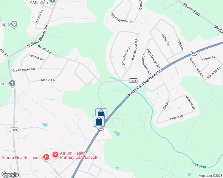 map of restaurants, bars, coffee shops, grocery stores, and more near 1000 Curveview Road in Lincolnton