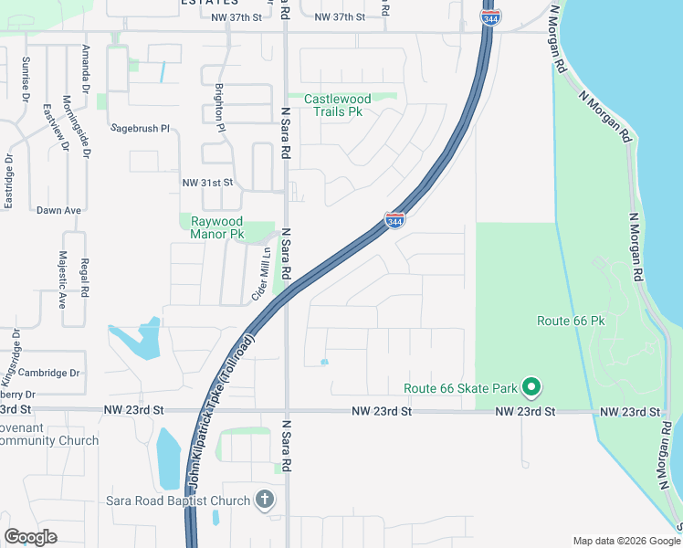 map of restaurants, bars, coffee shops, grocery stores, and more near John Kilpatrick Turnpike in Yukon