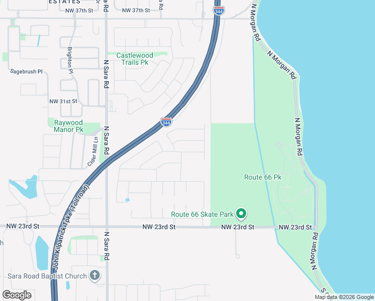 map of restaurants, bars, coffee shops, grocery stores, and more near John Kilpatrick Turnpike in Yukon
