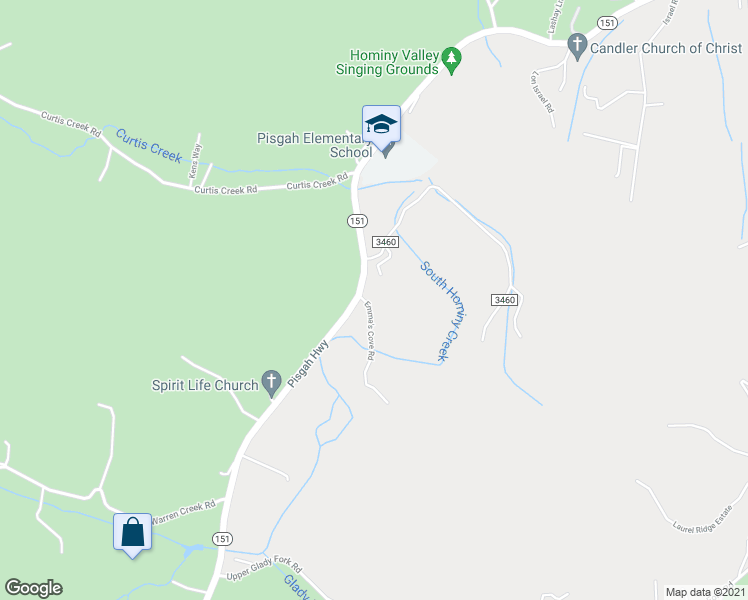 map of restaurants, bars, coffee shops, grocery stores, and more near 11 Emma's Cove Road in Candler