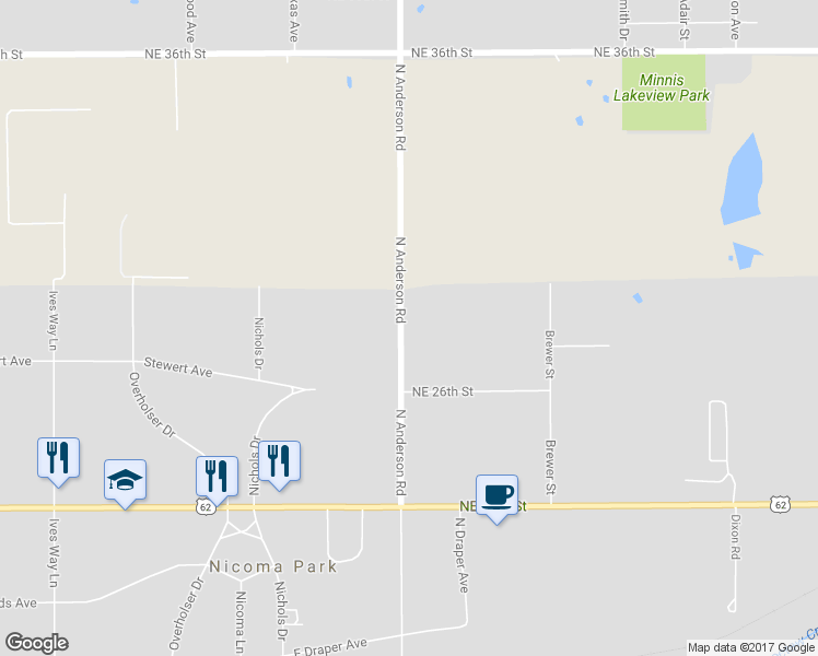 map of restaurants, bars, coffee shops, grocery stores, and more near 2900 North Anderson Road in Choctaw