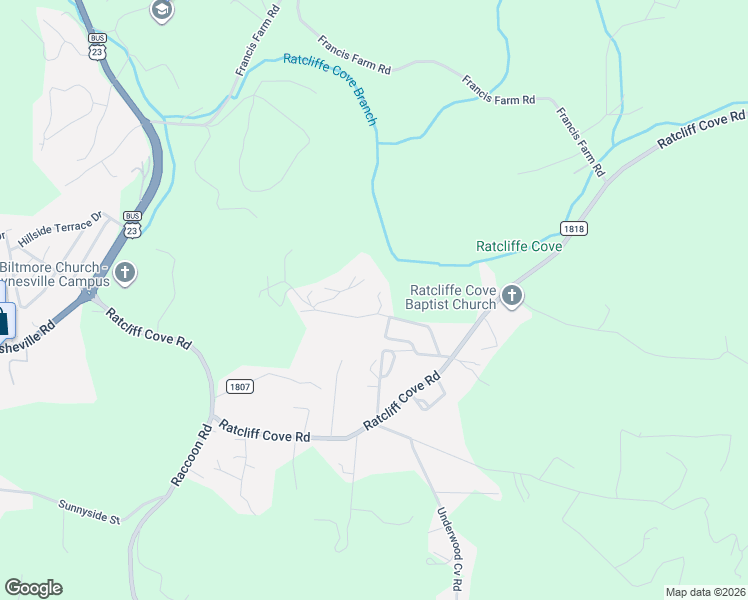 map of restaurants, bars, coffee shops, grocery stores, and more near 47 Sherriff Drive in Waynesville