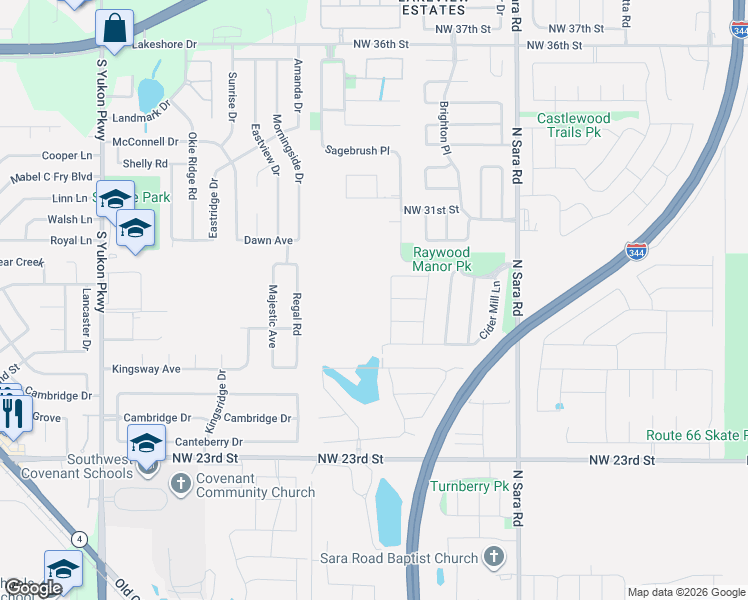 map of restaurants, bars, coffee shops, grocery stores, and more near 2833 Canyon Berry Ln in Yukon