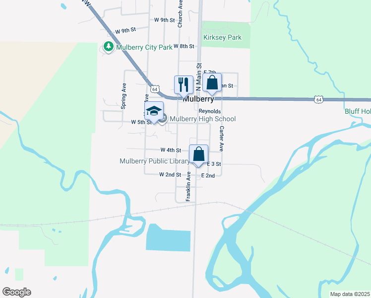map of restaurants, bars, coffee shops, grocery stores, and more near 26 West 4th Street in Mulberry