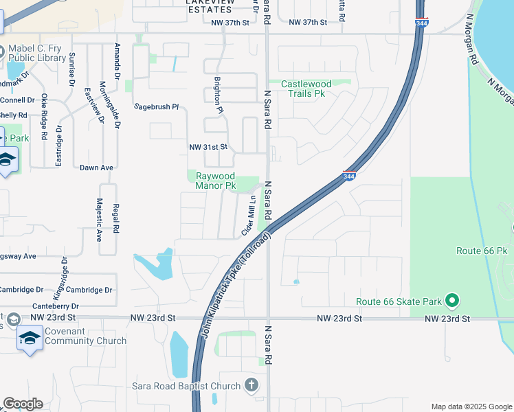 map of restaurants, bars, coffee shops, grocery stores, and more near 2928 Cider Mill Lane in Yukon