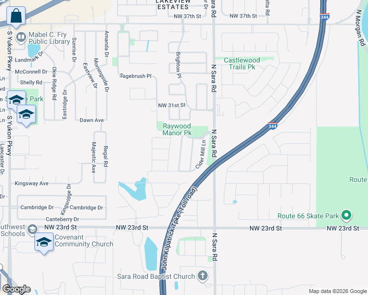 map of restaurants, bars, coffee shops, grocery stores, and more near 2916 Thompson Farm Lane in Yukon