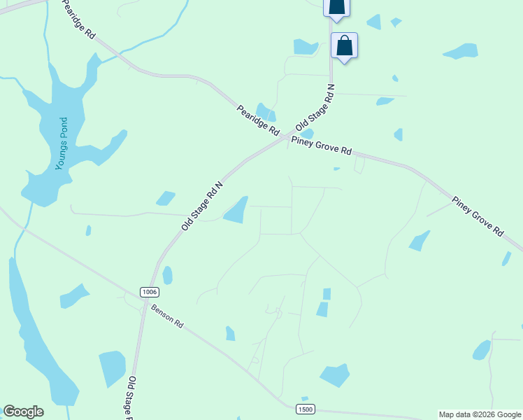 map of restaurants, bars, coffee shops, grocery stores, and more near 6366 Old Stage Road North in Angier