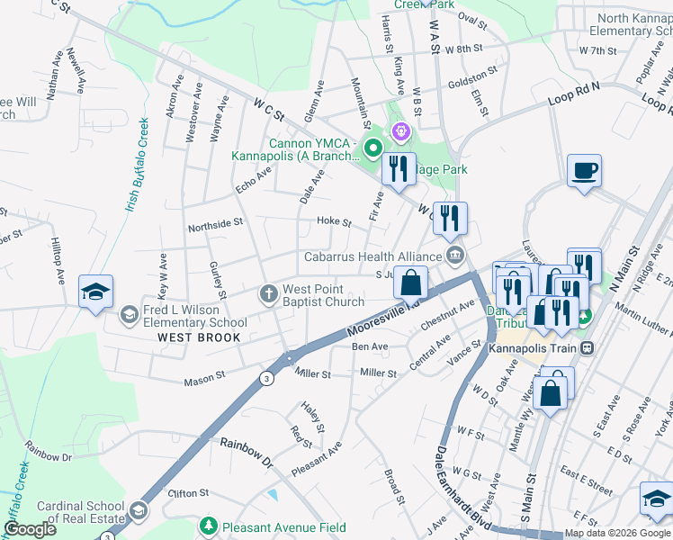 map of restaurants, bars, coffee shops, grocery stores, and more near in Kannapolis