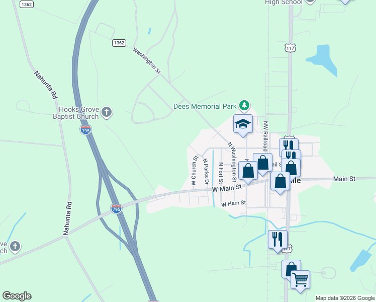 map of restaurants, bars, coffee shops, grocery stores, and more near 201 North Parks Drive in Pikeville