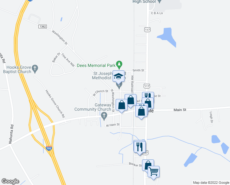 map of restaurants, bars, coffee shops, grocery stores, and more near 204 North Washington Street in Pikeville