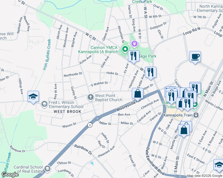 map of restaurants, bars, coffee shops, grocery stores, and more near in Kannapolis