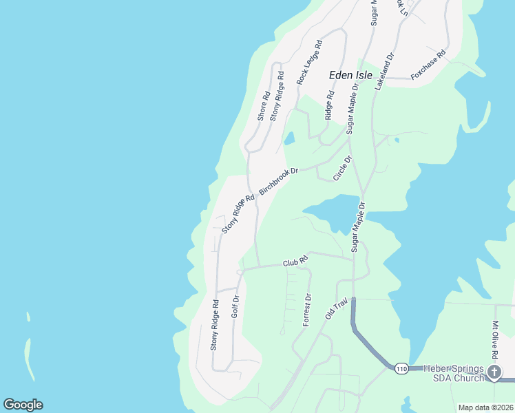map of restaurants, bars, coffee shops, grocery stores, and more near 620 Birchbrook Drive in Heber Springs