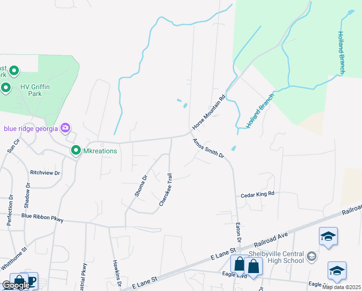 map of restaurants, bars, coffee shops, grocery stores, and more near 1110 Horse Mountain Road in Shelbyville