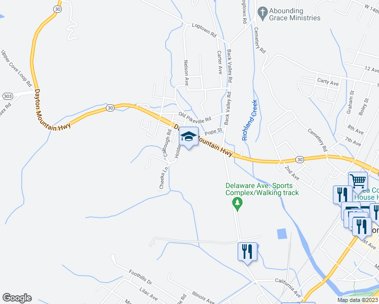 map of restaurants, bars, coffee shops, grocery stores, and more near 1005 Delaware Ave in Dayton