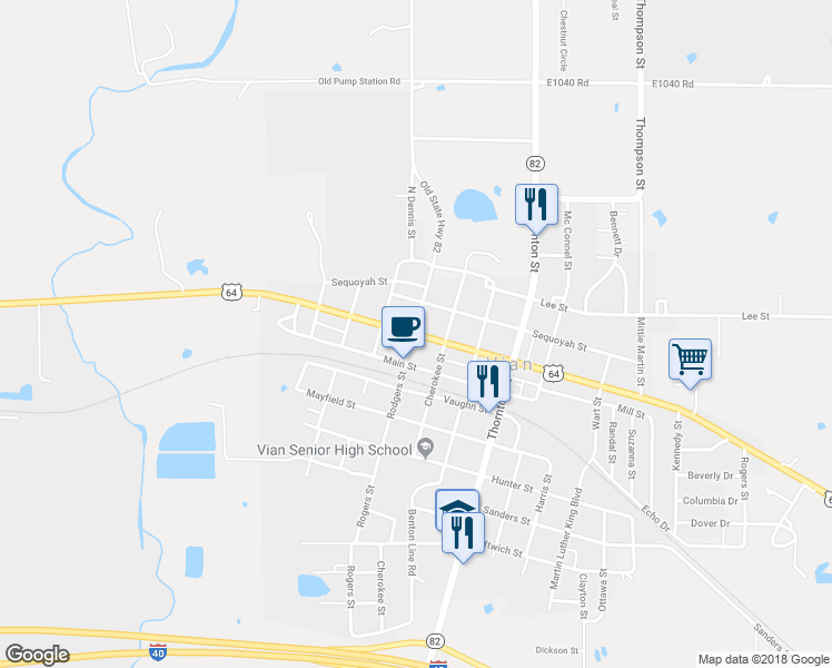 map of restaurants, bars, coffee shops, grocery stores, and more near 219 Schley Street in Vian