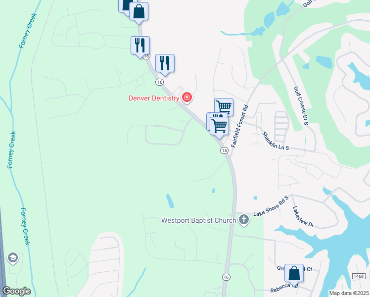 map of restaurants, bars, coffee shops, grocery stores, and more near 7822 Old Post Road in Denver
