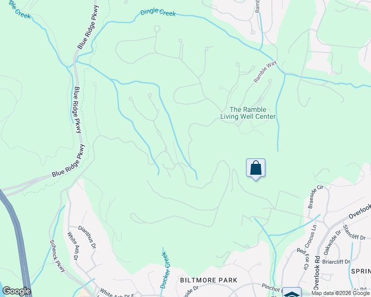 map of restaurants, bars, coffee shops, grocery stores, and more near Ramble Way in Asheville