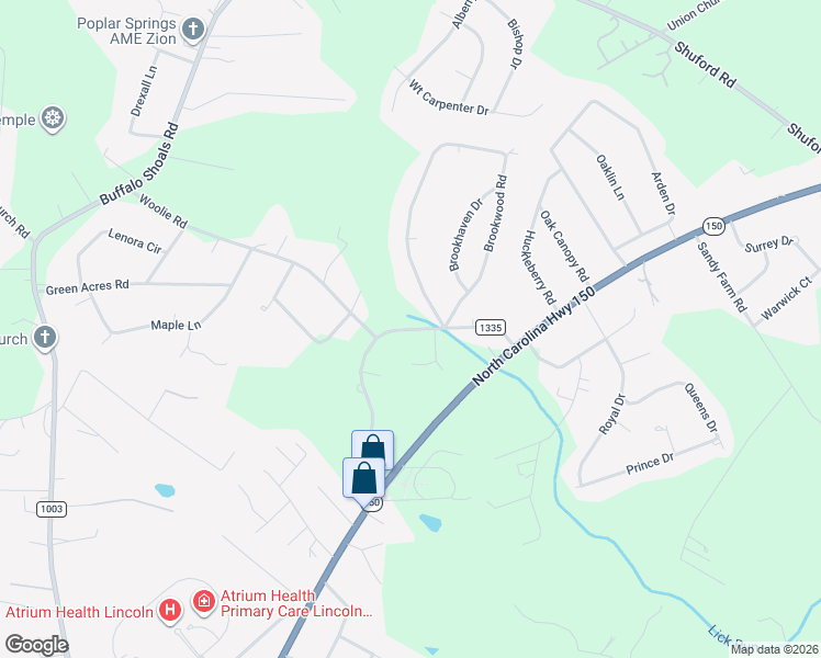 map of restaurants, bars, coffee shops, grocery stores, and more near 1000 Curveview Road in Lincolnton