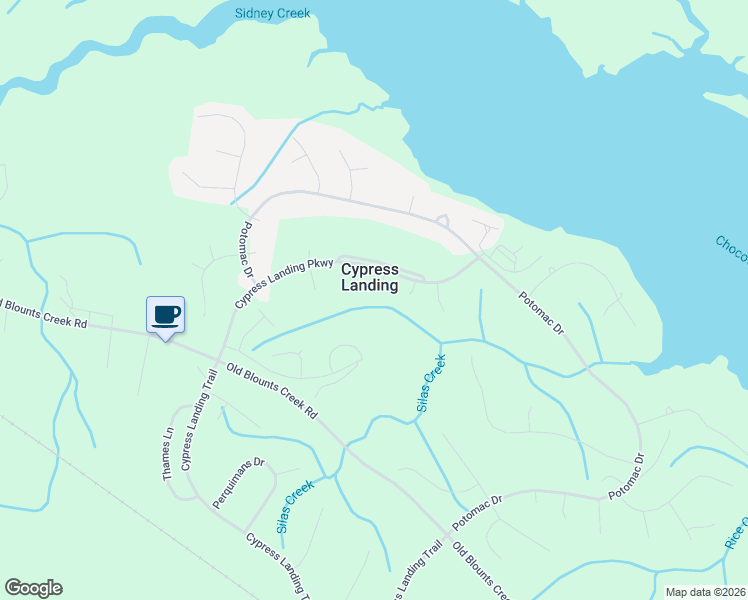 map of restaurants, bars, coffee shops, grocery stores, and more near 105 Severn Circle in Chocowinity